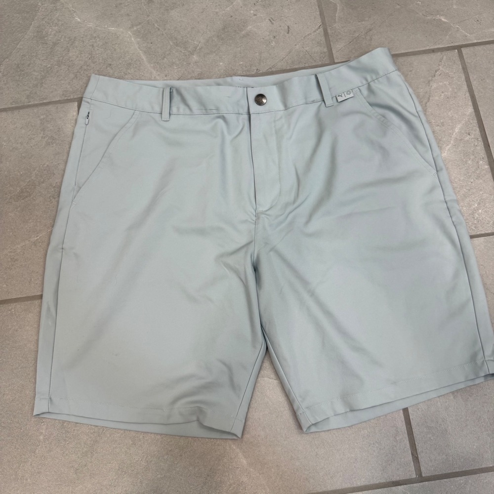 Puma Golf Mens Shorts Size 38 Light Green Blue Performance Tech Flat Front